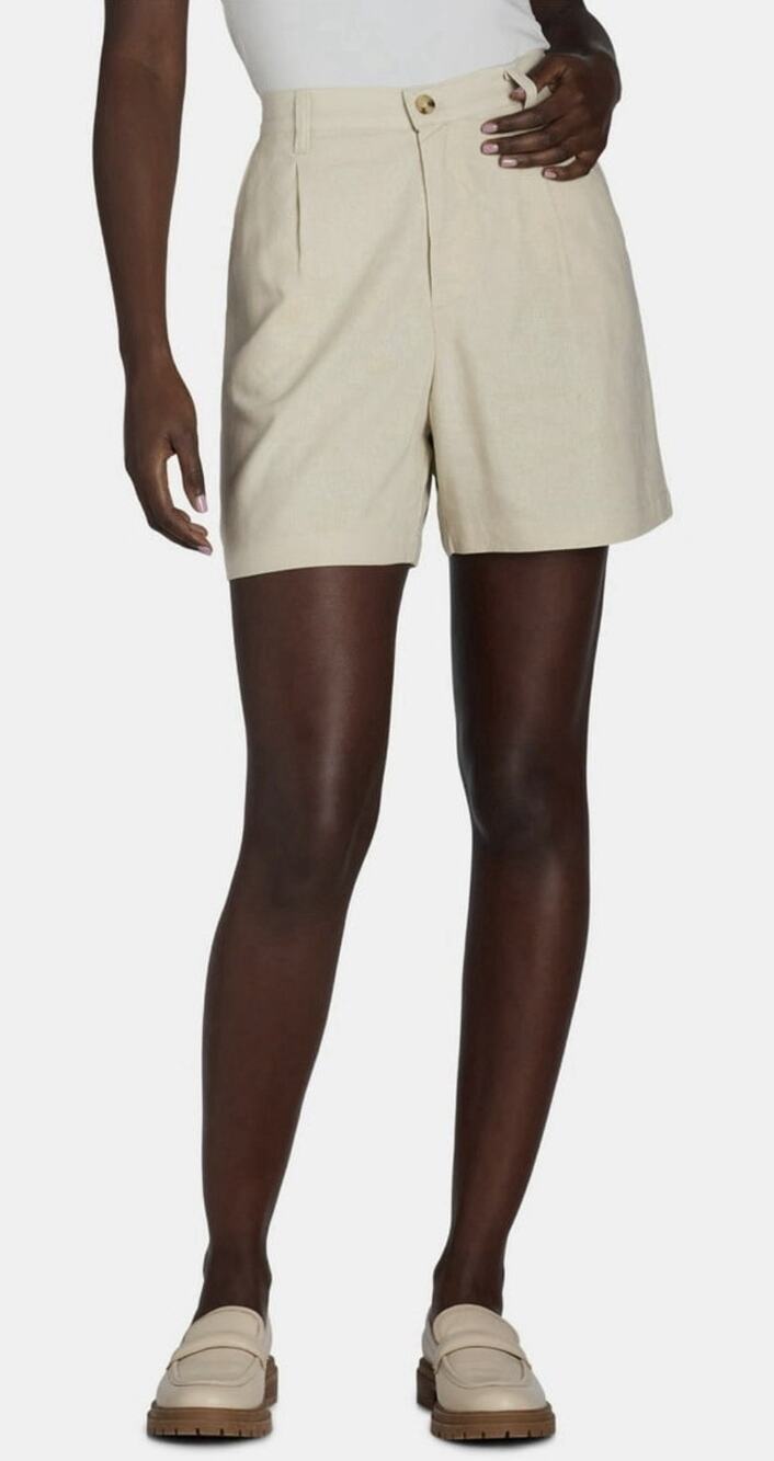 Time and Tru Women's XL 16-18 Linen Blend Shorts 5" Inseam Front pleats Midrise